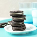 Stack of chocolate sandwich cookies — baked goods application